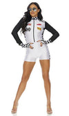 Sexy Forplay Start Your Engines White Race Car Driver Romper Costume 550352