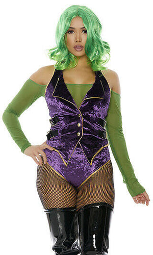 Sexy Forplay Jokes On You Purple Velvet Bodysuit Joker Villain Costume 550353