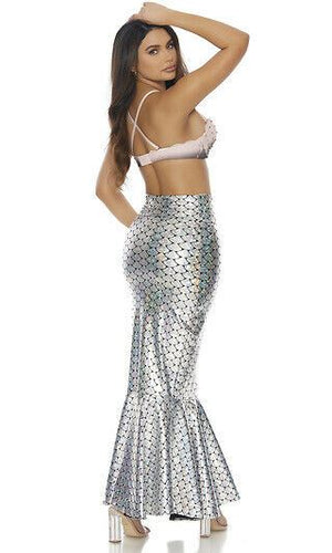 Sexy Forplay Sea Me Shining Mermaid Metallic Silver & Black 2pc Costume 550355