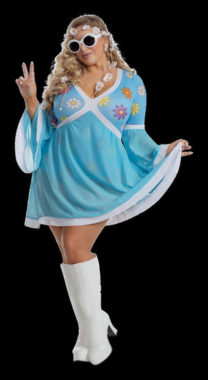 Starline Sexy Flower Power Blue Romper Dress Hippie Costume Plus Sizes S2056