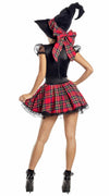 Sexy Party King Magic School Dropout Witch Plaid Dress Costume PK2012