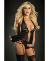 G World Intimates Open Lace Garter Babydoll Teddy w/ Stockings OS ~ Black or Red