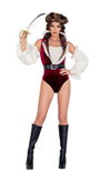 Roma Sexy Sultry Pirate 5pc Burgundy Velvet Bodysuit Costume 5032