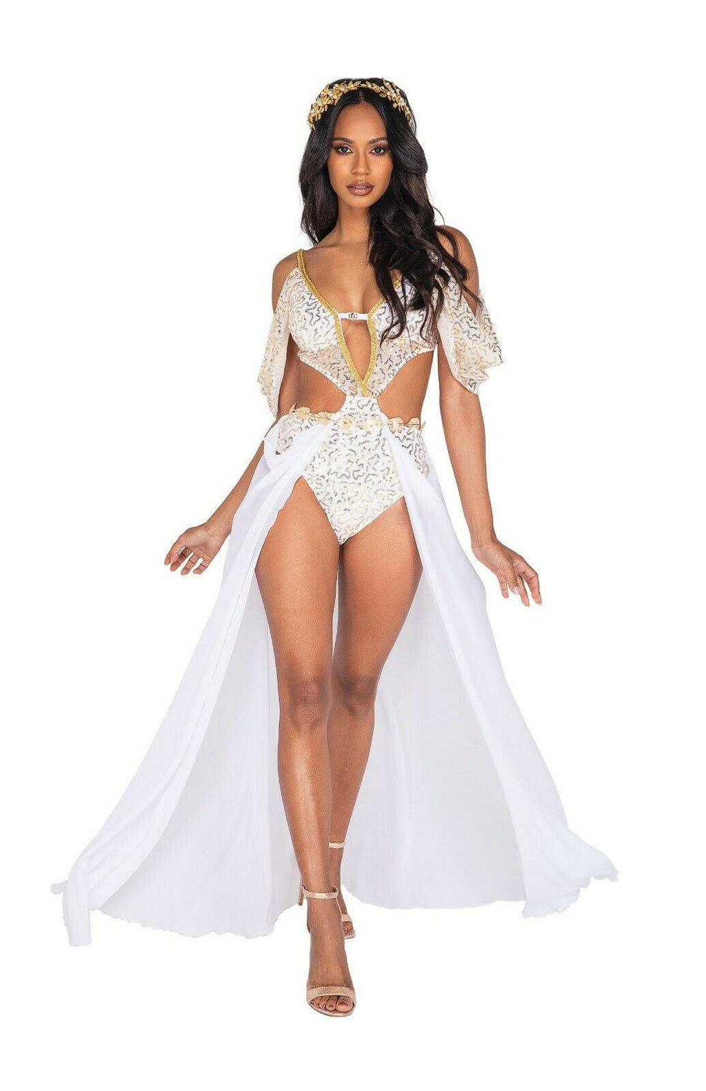 Roma Sexy Goddess Glam White & Gold 2pc Costume 5043