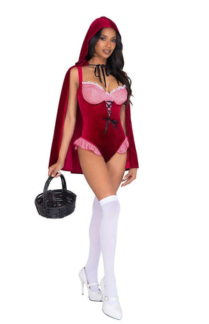 Roma Sexy Storybook Red Riding Hood Velvet Bodysuit & Cape Costume 5056