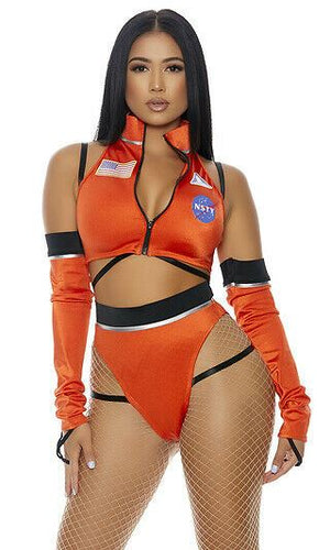 Sexy Forplay Give Me a Boost Astronaut Metallic Orange Costume 551569