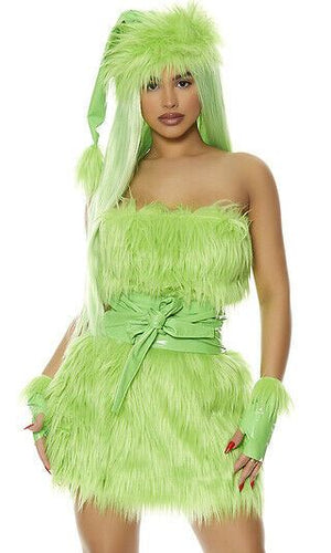 Sexy Forplay The Mean One Green Faux Fur Grinch Dress Costume 551536