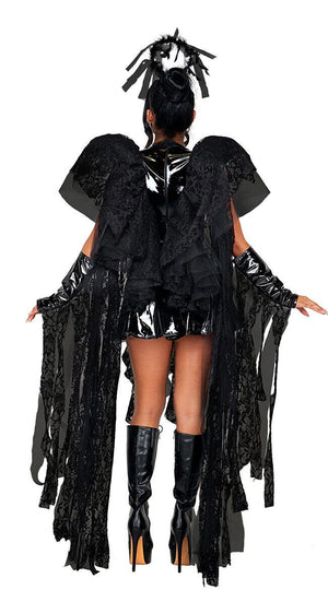 Roma Deluxe Angel of Darkness Black Wet Look Dress Costume 5078