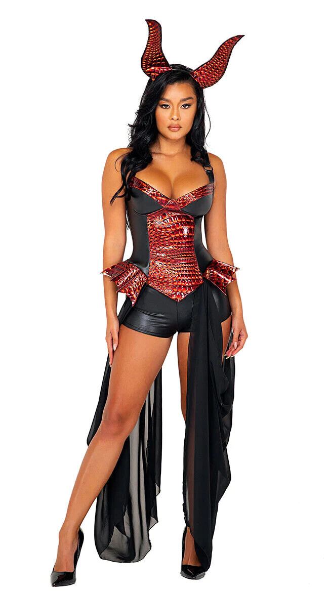 Roma Black & Red Devilish Delight Corset & Shorts Costume 5084