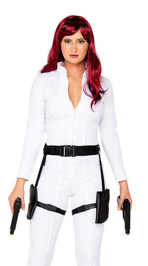 Roma Black Ops Spy White Jumpsuit 2pc Costume 5093