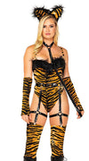 Roma Tigress Temptation Tiger Print Bodysuit w/ Faux Fur 6pc Costume 5102