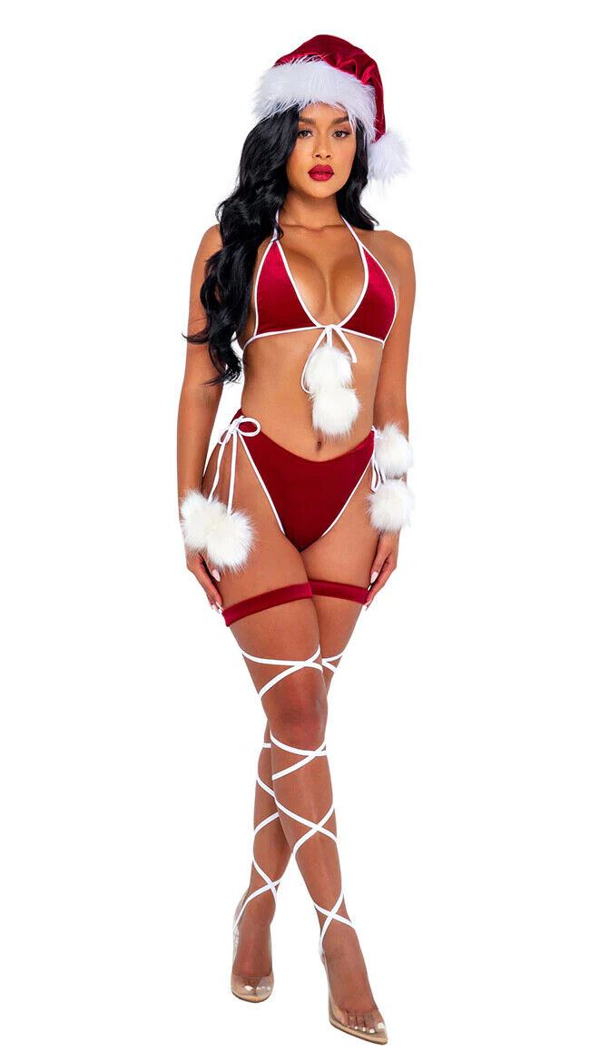 Roma Holiday Spirit Santa Red Velvet Bikini Set Costume C206