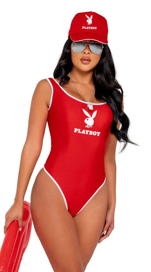 Roma Sexy Playboy Beach Patrol Red Lifeguard Bodysuit Costume PB129