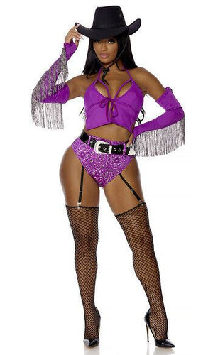 Sexy Forplay Showdown Cowgirl Western Cowboy Purple Costume 552933