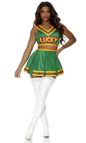 Sexy Forplay Lucky Clover Green Cheerleader Costume 552908