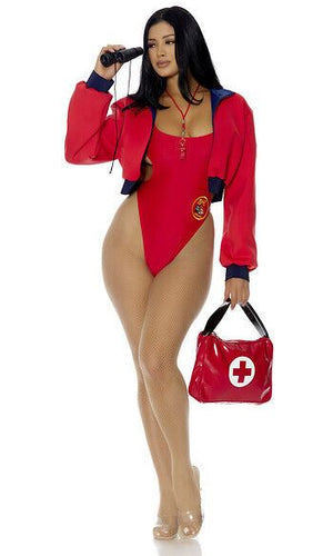 Sexy Forplay Watch Out Babe Lifeguard Red 5pc Costume 552924