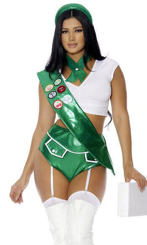 Sexy Forplay Scout's Honor Girl Scout Green & White Bodysuit Costume 552965