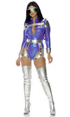Sexy Forplay Give Me Space Astronaut Metallic Blue Bodysuit Costume 552971