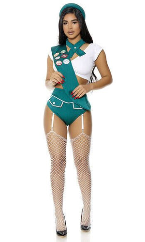 Sexy Forplay Scout Me Out Girl Scout Green & White Bodysuit Costume 551519