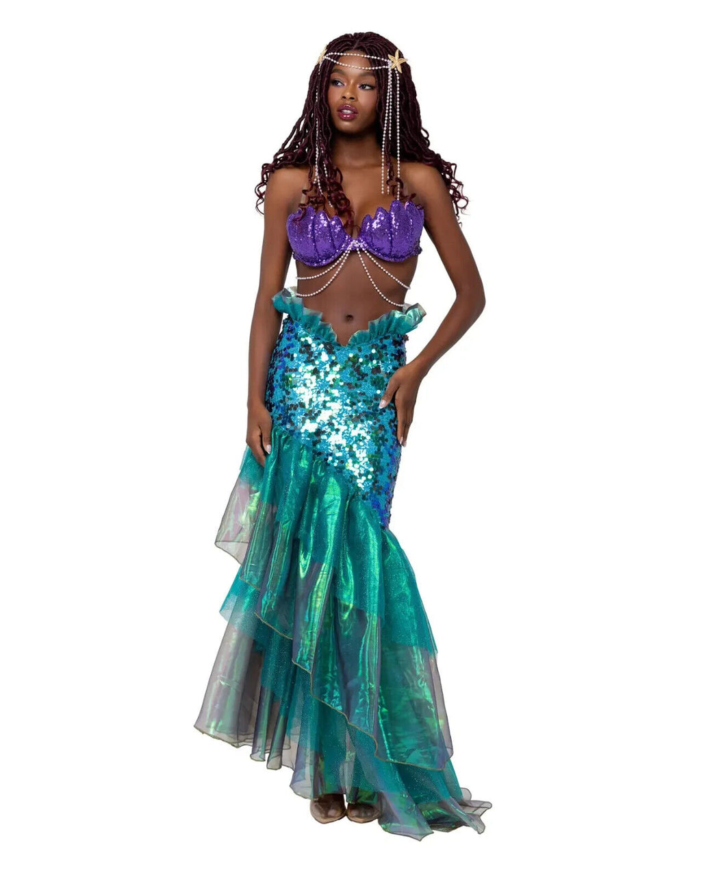 Roma Mesmerizing Mermaid 2pc Sequin Purple & Aqua Costume 6184