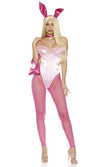 Sexy Forplay Legal Bunny  Pink Satin Corset 5pc Costume 553151
