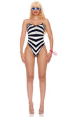 Sexy Forplay Vintage Genuine Doll Black & White Striped Bodysuit Costume 553160