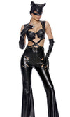 Sexy Forplay On The Prowl Black Faux Leather 6pc Catwoman Costume 553165