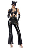 Sexy Forplay On The Prowl Black Faux Leather 6pc Catwoman Costume 553165