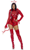 Sexy Forplay Make U Mine Cupid Red Metallic Romper 4pc Angel Costume 553112