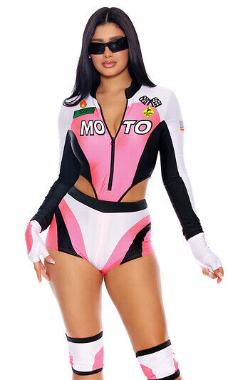 Sexy Forplay Moto Mami Pink Motocross Racer 5pc Driver Costume 553177