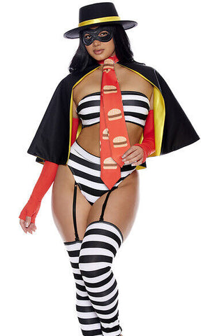 Sexy Forplay Burger Bandit 6pc McDonald Hamburglar Costume 553193