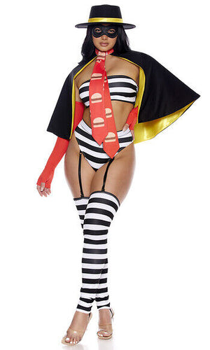 Sexy Forplay Burger Bandit 6pc McDonald Hamburglar Costume 553193