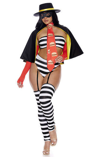 Sexy Forplay Burger Bandit 6pc McDonald Hamburglar Costume 553193