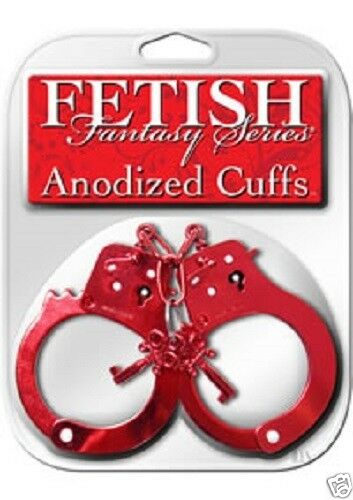 Fetish Fantasy Red Anodized Hand Cuffs Bondage Role Play