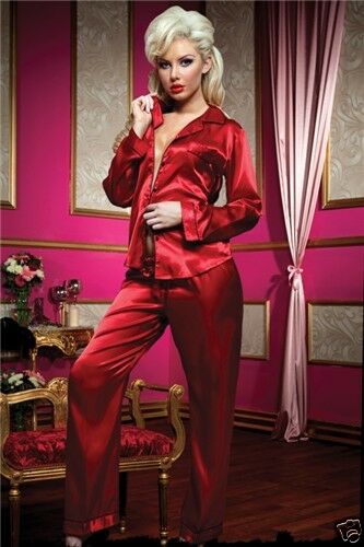 Seven Til Midnight Sweet Sensations Satin Pajama Set ~ Choose: Red or Black