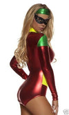 Sexy Forplay Astonishing Accomplice Bodysuit Superhero Metallic Robin Costume