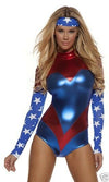 Sexy Forplay American Dream Comic Book Superhero Metallic Costume 2pc 553714