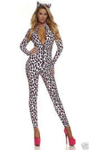 Sexy Forplay Foxy Feline Leopard Catsuit Jumpsuit Costume 2pc Set 553725