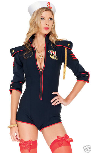Sexy Forplay Vessel Vixen Navy Sailor Bodysuit Costume 2pc 552702