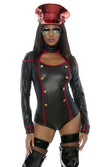 Forplay Sexy Militant Miss Soldier Officer Black Bodysuit Uniform Costume 555123
