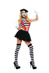 Sexy Starline Hush Mime White & Black Striped 6pc Costume S3066