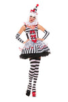 Sexy Starline Cinched Harlequin Clown White & Black Dress 5pc Costume S5103