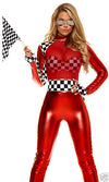 Sexy Forplay 1st Place Race Car Driver Red Jumpsuit Catsuit Costume 3pc 556430
