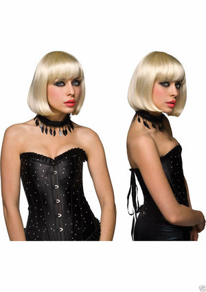Sexy Cici Wig Platinum Blonde Short w/ Bangs - Human Like Hair - Pleasure Wigs