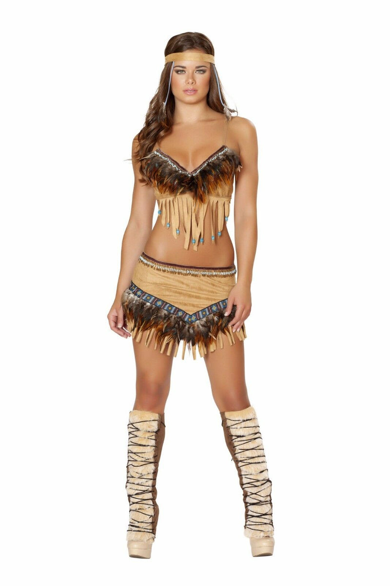 Roma Native American Indian Noble Sweetheart Brown Beaded Fringe Costume 4479