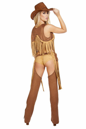 Roma 5pc Wild Western Temptress Sheriff Cowgirl Brown & Tan Costume 4584