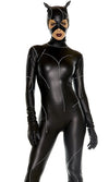 Sexy Forplay On The Prowl Black Faux Leather Catsuit Catwoman Villain Costume