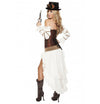Roma 7pc Steampunk Babe Pirate Deluxe Corset White & Brown Costume 4576
