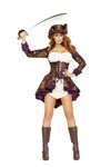 Roma 3pc Classy Pirate Brocade Jacker w/ Lace Up Corset Deluxe Costume 4649