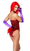 Forplay Sexy Roger Who Jessica Rabbit Red Sequin Strapless Bodysuit Costume